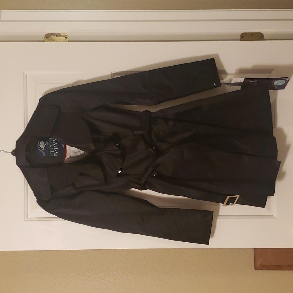 NWT Green with Envy Wmns Black Trench Coat Sm